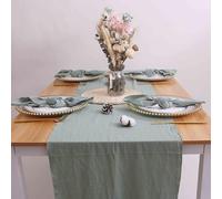 LAYSAM Good Wedding Sage Green White Black Red Cotton Table Runner With Matching Napkin