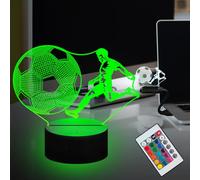 Laysinly 3D Optical Illusion Lamp Soccer Fan Play Football LED Night Light Dimming Touch Base Remote Control RGB 16 Color Change Desk Table Portable Lamp Boy Christmas Home Decoration