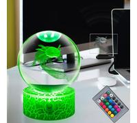 Laysinly 3D Visual Illusion Anime Night Light Crystal Ball Salamander Touch Remote RGB 16 Color Change 4 Mode USB Base Charge Dimmming Desk Lamp for Teens Boy Game Room 3.15 inch