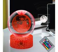 Laysinly 3D Visual LED Night Light Crystal Ball USB Touch Remote Control 16 Color Change 4 Mode Dimming Illusion Moon Orb Nightstand Decor Bedside Desk Lamp for Kid 3.15 inch