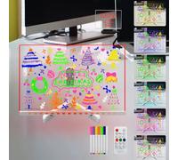 Laysinly Acrylic Dry-Erase Board Light up, 30 x 20 CM 7 Color Change Glow LED Memo Board, 8-Color Marker, USB Power Supply, Remote Control (L)