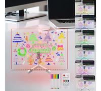 Laysinly Acrylic Dry Erase Board with Light up Stand, 15.74" x 11.81" 7 Color Change Remote Control Timer Dimming Large LED Note Board,7 Color Marker,Menu Memo,Drawing,for Home, School, Work