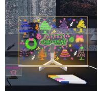 Laysinly Acrylic Dry-Erase Board with Light up Stand, 30 x 20 CM Clear whiteboard Drawing, LED Note Desk, LED Note Board with Warm LED Light