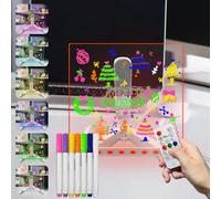 Laysinly Dry Eraser Message Writing Planning Board Light up Stand, 15 * 15 CM 7 Color Change Remote Control Dimming Glow LED Memo Board, 7 Color Marker(S)