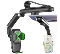 Layue Rotatable And Retractable Car Phone Holder - Upgrade Sun Visor Cell Phone Holder, 360 Degree Adjustable, Compatible With Smartphones, Black