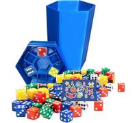 Layviosea Fast Paced Family Dice Rolling Game,Garbage Can Dice Challenge for 2-6 Players with 80 Color Dice & Sticker Packs,Perfect Board Game for Family Game Night (Blue)