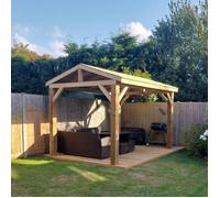 LayzeeGazebo Heavy Duty Timber Gazebo DIY Kit | Tanalised Feather Edge Timber | Felt Tile Roof - 6.6m - 6 post - 3.6m - Dark Grey Felt Tiles