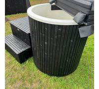 LayzeeIceTub Plunge Pool / Ice Bath - Fibreglass Liner & Thermowood - No Chiller - Black - Narrow Slat