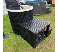 LayzeeIceTub Plunge Pool / Ice Bath - Fibreglass Liner & Thermowood - With Chiller - Black - Wide slat