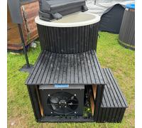 LayzeeIceTub Plunge Pool / Ice Bath - Fibreglass Liner & Thermowood - With Chiller - Burnt thermowood - Wide slat