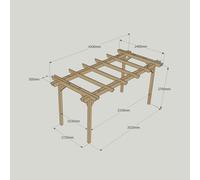 LayzeePergola Large Size Heavy Duty Double Pergola Complete DIY Kit - Quality Tanalised Timber - 4.2m - 4 Post - None - 2.4m