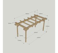 LayzeePergola Large Size Heavy Duty Double Pergola Complete DIY Kit - Quality Tanalised Timber - 4.8m - 4 Post - None - 2.4m