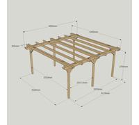 LayzeePergola Large Size Heavy Duty Double Pergola Complete DIY Kit - Quality Tanalised Timber - 4.8m - 6 Post - None - 4.2m