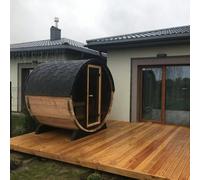 LayzeeSauna 220cm Spruce Barrel Sauna | Thermowood | Harvia heater | Wood-Fired or Electric - Harvia M3 Wood-Fired - Thermowood