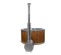 LayzeeTub XL 225cm Wood Fired 10 Person Hot Tub | External Heater | Fibreglass Liner - Blue Pearl Gelcoat - Thermowood - Air | Hydro & Integrated LEDs