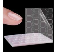 Laza 10 Sheets 240Pcs Pink Nail Adhesive Tabs 12 Sizes Waterproof Fake Nail Glue Sticker Super Sticky Nail Bond Double Sided Jelly Glue for Press On Nails Stickers Manicure Nail Glue Tabs No Crease