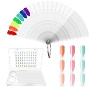 Laza 100 Pcs 3-in-1 Transparent Nail Swatch Sticks Box-packed with Ring and Numbered Stickers Nail Art Polish Color Display Tester Practice Sample Stick Nails Supplies for Nail Techs - 300 Tips Square