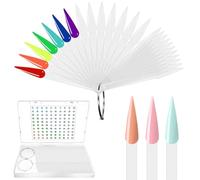 Laza 100 Pcs Clear Nail Swatch Sticks Box-packed with Ring and Numbered Stickers Nail Art Polish Color Display Practice Tips Transparent Sample Sticks Tester Nails Supplies for Nail Techs - Stiletto