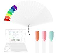 Laza 100 Pcs Clear Nail Swatch Sticks - Box Packed with Ring & Numbered Stickers - Nail Art Polish Color Display Practice Tips Sample Sticks - 100 Tips Square