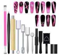 Laza 12 Pcs Nail Magnet Set, Super Strong Cylinder Magnet, Heart Magnet for Nails Double-head Magnet Wands for Magnetic Nails, 9D Galaxy Cat Eye Nail Art, Magnetic Nail Polish