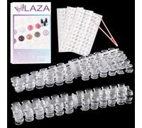 Laza 360pcs Nail Polish Swatch Dots with Adhesive Stickers Box-packed 12mm Clear Round Nail Display Tips Color Sample Tester for Gel Polish
