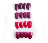 Laza 96 Pcs Fake Nails Ruby Vermeil Cherry Full Cover Oval Short UV Coat Artificial Acrylic Nails - Red Garnet