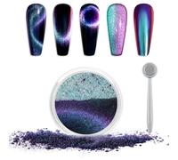 Laza Cat Eye Chrome Nail Powder Chameleon Magnetic Powder 3D Cat Eye Effect Mirror Effect Pigment Dust Magic Galaxy Holographic Effect Glitter with Magnetic Stick for Velvet Nail Art - Emerald Peacock