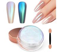 Laza Chameleon Pearl Chrome Nail Powder, Glazed Donut Metallic Mirror Effect Pigment, Iridescent Aurora Nail Glitter Holographic Fairy Dust Nail Art Supplies Nail Techs, Resin Craft - Mermaid Legend