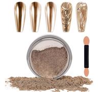 Laza Chrome Nail Powder Mirror Effect Metallic Dust Holographic Glitter Glazed Manicure Decoration Reflective Pigment for DIY Gel Polish Nail Art, Resin Craft, Gifts - Champagne Gold