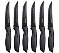 LAZAHOME Steak Knives Set of 6, Serrated Edge Stainless Steel Kitchen Knife with Ergonomic Handle, Dishwasher Safe, Rust-Proof