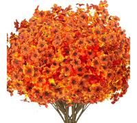 Lazamit Artificial Flowers for Outdoor Decor, 18 Bundles Fake Flowers, Faux Silk Colorful Mixed Daisy Fake Plants, UV Sun Resistant Realistic for Porch Decor, Patio Home Planter Window Box Yard Decor