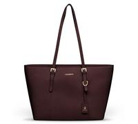 Lazarotti Bologna Large Women's Shopper Made of Real Leather Tote Bag with Adjustable Straps Shoulder Bag 35 cm, burgundy, Large