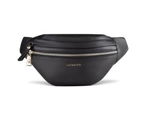 Lazarotti Bologna Leather Double-Zip Bum Bag, Crossbody, Leather, 25 cm black