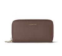 Lazarotti Bologna Leather XL Double Zip-Around Wallet, RFID-Protected, 20 cm gray