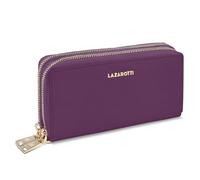 Lazarotti Bologna XL Leather Purse for Women, 2 Large Zip Compartments, 20 Card Slots, Coin Pocket, RFID Protection, 20 x 4 x 11 cm, Purple, standard size, Classic