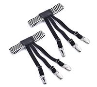 LazarsSpace Shirt Stays for Men Shirttail Holder Men's Dress Shirt Garters Keep Your Shirt Tucked In, Shirt Tucker 1 Pair, Black White Strips, Medium