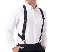 LazarsSpace Suspenders for Men Heavy Duty Hook Suspenders, Black-1.5 Inch 2 Hooks, Medium