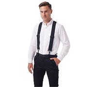 LazarsSpace Under Clothing Suspenders for Men X -Back with 2 Side Swivel Hooks and 1.5 Inch Wide Adjustable Strap, Black 4hooks 2 Inches, XL