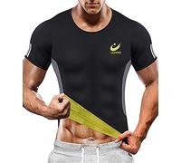 LAZAWG Men Sauna T Shirts Sweat Sauna Suit Body Shaper Workout Neoprene Tank Top Training Jackets Clothes Exercise Fitness Short Sleeve
