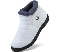 LAZAZAFI Kids Winter Snow Boots Waterproof Warm Faux Fur Lined Shoes Boy's Girl's Outdoor Walking Boots Anti-Slip Ankle Boots Comfy Flats Hiking Boots White UK1
