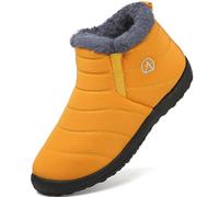 LAZAZAFI Kids Winter Snow Boots Waterproof Warm Faux Fur Lined Shoes Boy's Girl's Outdoor Walking Boots Anti-Slip Ankle Boots Comfy Flats Hiking Boots Yellow UK3.5