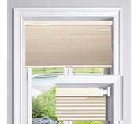 LazBlinds Cordless Cellular Shades No Tools No Drill Blackout Black Out Polyester Cellular Blinds for Window Size 20'' W x 48'' H, Soft Cream