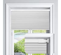 LazBlinds Cordless Cellular Shades No Tools No Drill Blackout Cellular Blinds for Window Size 20" W x 64" H , Silver White