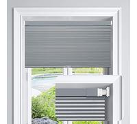 LazBlinds Cordless Cellular Shades No Tools No Drill Blackout Polyester Cellular Blinds for Window Size 30'' W x 48'' H, Dark Grey