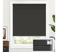 LazBlinds Cordless Cellular Shades No Tools No Drill Blackout Polyester Cellular Blinds for Window Size 20'' W x 48'' H, Midnight Black