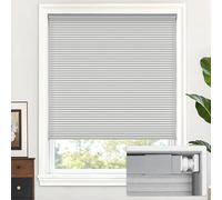 LazBlinds Cordless Cellular Shades, No Tools No Drill Light Filtering Honeycomb Shades Pleated Blinds for Windows, 34.5'' W x 48'' H, Light Grey