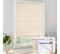 LazBlinds Cordless Roman Shades - No Tools No Drill Easy Install Blackout Window Blinds, Thermal Insulated Room Darkening with UV Blocking for Bedroom/Living Room, Window Size 33" W x 48" H, Beige