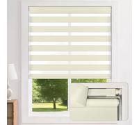 LazBlinds Cordless Zebra Blinds for Windows - Dual Layer Light Filtering & Blackout Roller Shades, Free-Stop Lift System, No Drill Easy Install, Day & Night Privacy with Valance, 31.5"W x 72"H, Cream