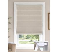 LazBlinds No Drill Blackout Cordless Roman Shades, 30" W × 72" H, Beige