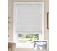 LazBlinds No Drill Blackout Cordless Roman Shades, 32" W × 48"H, Misty Grey